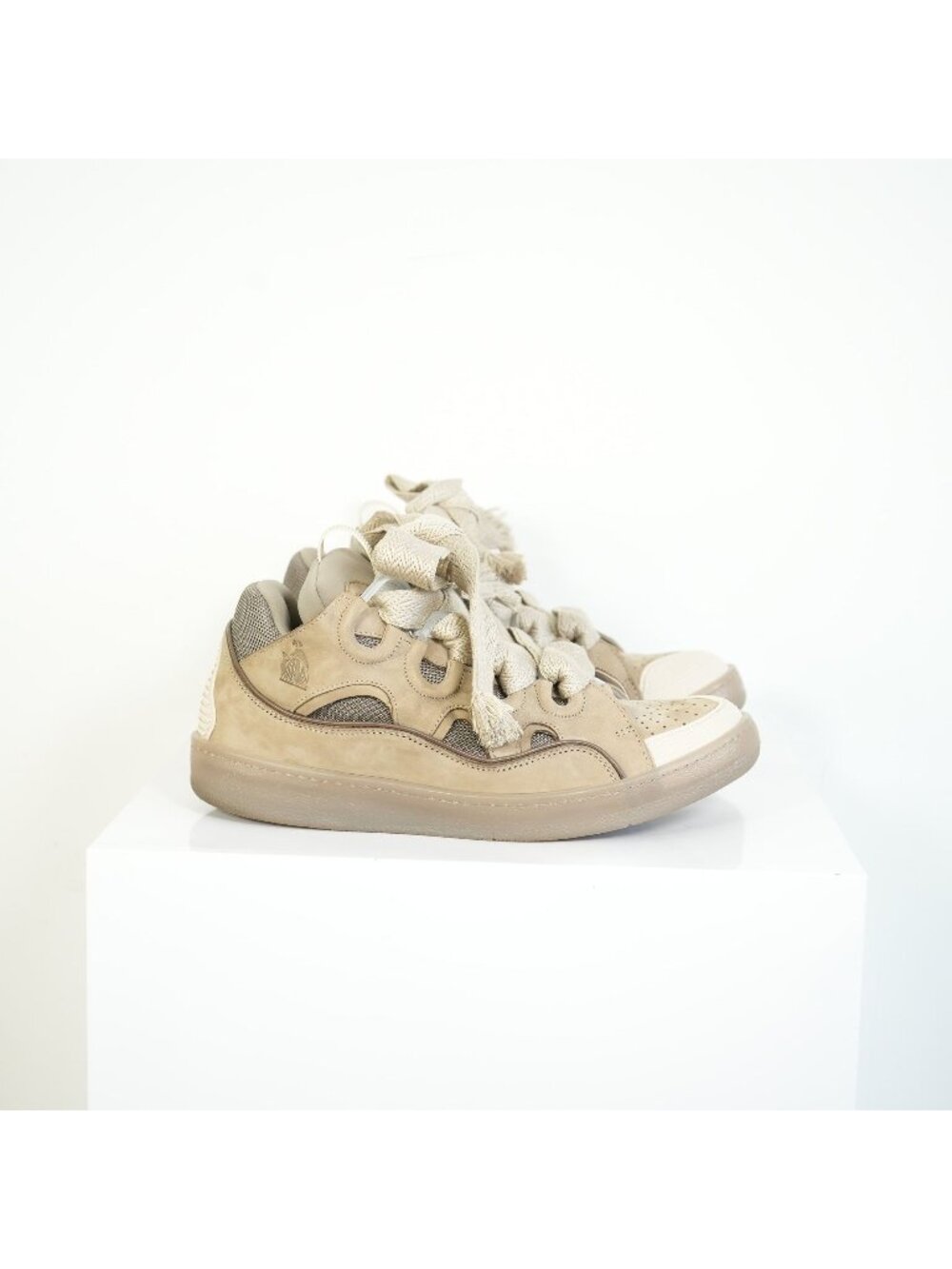 Lanvin Curb Taupe Beige Sneakers Size 44